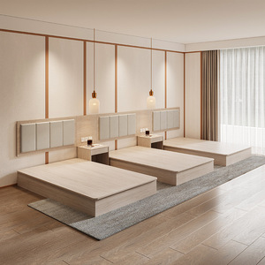 Grand Placard Préfabriqué Intelligent Mdf 3 Étoiles Lits Modernes en Bois Lit King Size Chambre Lit Queen Pas Cher Ensembles de Meubles Chambre d'Hôtel - Product Image 5