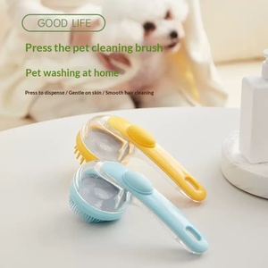 Brosse de bain en plastique pour animaux de compagnie avec long manche pour chiens et chats - Tête rechargeable pour gratter, <span class=keywords><strong>shampoing</strong></span> et massage nettoyant - Product Image 2