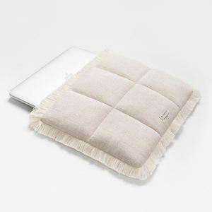 Housse d'ordinateur portable matelassée confortable et moelleuse pour femmes, 16, 15, 14, 13 pouces, en lin matelassé doux avec franges pour ordinateur - Product Image 2