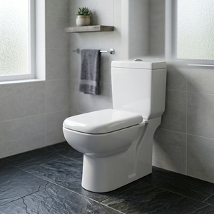Inodoro de Cerámica de Dos Piezas, Completamente Esmaltado, con Sifón en P, Montado en el Suelo, Sanitario para Baño - Product Image 6