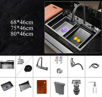 Évier de cuisine multifonctionnel avec porte-couteau et affichage numérique LED et touches de piano