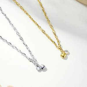 Joyería de moda al por mayor de acero inoxidable pulido 18K chapado en oro CZ en forma de corazón estilos lindos colgante collar para mujer - Product Image 3