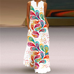 Abito lungo estivo abito elegante abito da sera senza maniche Casual prendisole Vintage <span class=keywords><strong>Maxi</strong></span> abiti da donna taglie forti - Product Image 5