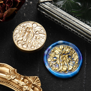 Sellos de Cera Redondos de Cobre con los Doce Signos del Zodíaco en Relieve para Decoración de Papel y Diarios - Product Image 4