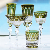 Buatan tangan 260ml Edo Kiriko tentara hijau Whiskey Shot kaca kuno Bar untuk Glassware