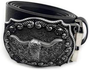 빈티지 스타일 합금 벨트 버클 미국 카우보이 패션 서양 3D 새겨진 암소 황소 머리 벨트 버클 - Product Image 2