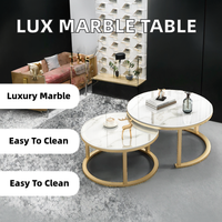 Nordique De Luxe Simple Blanc Métal Pierre Or Nidification Table Basse Bois Extensible Mobile pour Salon Cuisine Maison