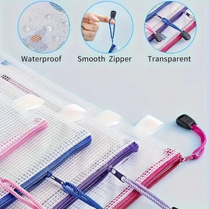 A4 레터 사이즈 문서 폴더 확장형 투명 사무실 학교 방수 PVC 메쉬 지퍼 파우치 파일 가방 - Product Image 6