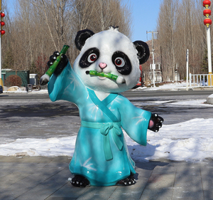 New Hot Bán dễ thương phim hoạt hình Trung Quốc phong cách <span class=keywords><strong>Panda</strong></span> điêu khắc nhựa thời tiết kháng cuộc sống Kích thước vườn trang trí nội thất ngoài trời trong nhà nhà - Product Image 5