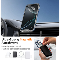 Étui de téléphone magnétique transparent Sanfeng avec protection à 360° °   Support rotatif antichoc en métal bleu avec protection d'objectif pour iPhone 16 Pro Max