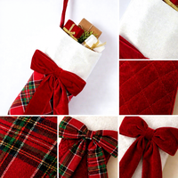 Nouvelle chaussette de Noël en velours rouge bordeaux de 18 pouces, élégante et luxueuse, pour décorer le sapin de Noël, sacs cadeaux