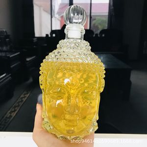 Botella de Vidrio de Alta Calidad con Forma de Cabeza de Buda para <span class=keywords><strong>Vodka</strong></span>/Vino/Tequila/Ginebra de 750 ml con Tapa de Cierre - Product Image 3