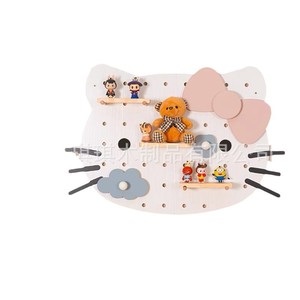 Hello Kitty Cat Wooden Pegboard <b>Wall</b> <b>Shelf</b> Adjustable Storage Organizer For Children's Room Decor - Product Image 5