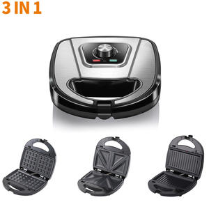 Machine à gaufres, sandwichs et gâteaux 3-en-1 réglable, pour petit-déjeuner, biscuits et beignets, électrique, en acier inoxydable et ABS, 750W, 110V, économe en énergie - Product Image 3