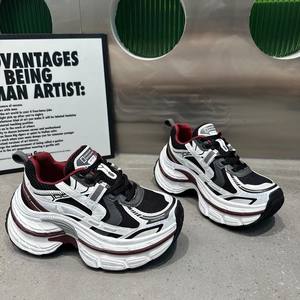 Zapatos Estilo Dad de París para <span class=keywords><strong>Mujer</strong></span>, Novedad 2025, Plataforma con Suela Gruesa, Aumento de Altura, Malla de Fibra Superfina, Transpirables, Ligeros, Otoño - Product Image 1