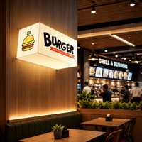 Boîte à lumière LED lumineuse personnalisée pour extérieur, signalétique commerciale pour les services de restauration