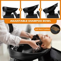 Chaise de lavage de cheveux haut de gamme à cadre métallique réglable avec pédale et bassin en céramique, idéale pour salon – Meilleure vente