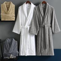 Jubah Mandi Spa Kain Terry Katun 100% Kualitas Terbaik, Jubah Mandi Mewah Jacquard Embossed untuk Hotel Bintang 5, Logo Kustom Grosir