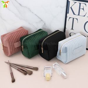 Plush Velvet Cosmetic <b>Bags</b> with Gold Zipper Quilted Makeup <b>Bag</b> Portable Storage Pouch for Women <b>Gifts</b> - Product Image 4