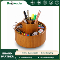 Support de stylos rotatif à 360° en bambou finition noyer de qualité supérieure, organiseur de bureau pour fournitures de bureau et études