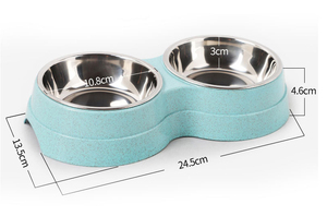 Cuencos de acero inoxidable para perros, dos tazones desmontables, color verde, azul y rosa, venta al por mayor - Product Image 2