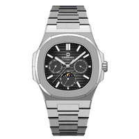 Montre mécanique automatique pour homme, en acier inoxydable ovale, avec phases de lune, personnalisable avec logo OEM en petites séries, résistante à l'eau jusqu'à 30 m.