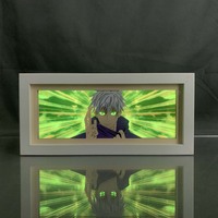 Anime LED Night Light Box Jujutsu Kaisen Satoru Gojo pour chambre d'enfant Décoration de veilleuse Lightbox Manga 3d Paper Cut Desk Lamp