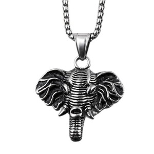 Yunnique – collier avec pendentif éléphant en acier inoxydable pour hommes, bijoux de mode de style punk, design animal géométrique, chaîne incluse - Product Image 2