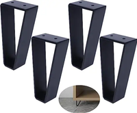 Lot de 4 pieds de meubles lourds en métal noir en forme de triangle pour chambre à coucher style mod du milieu du siècle pour salle à manger salon canapé canapé
