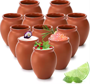 Verres à shot en argile rouge M 2oz, verres à tequila mexicains miniatures en argile, pots Cantaritos, verres à shot - Product Image 1