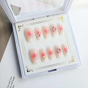 <span class=keywords><strong>Uñas</strong></span> postizas <span class=keywords><strong>cortas</strong></span> al por mayor con punta <span class=keywords><strong>francesa</strong></span>, <span class=keywords><strong>uñas</strong></span> postizas terminadas, reutilizables, hechas a mano, de presión. - Product Image 5
