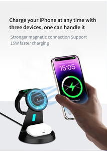 สินค้าที่ดีที่สุด<span class=keywords><strong>3</strong></span> in 1แท่นชาร์จไร้สายแบบแม่เหล็ก15วัตต์สำหรับ <span class=keywords><strong>applewatch</strong></span> สมาร์ทโฟนหูฟัง - Product Image 3