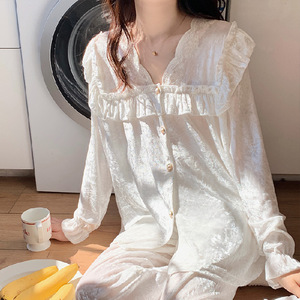 Abbigliamento canarino esplosivo per la casa, Set pigiama Vintage a maniche lunghe autunno e inverno, pigiama da <span class=keywords><strong>donna</strong></span> - Product Image 6