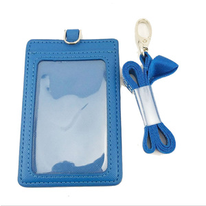Factory Customized Leather Aviation <strong>Lanyard</strong> ID Badge Cover Advertising Leather ID Card Holder <strong>Police</strong> PU Working Card Holder - Product Image 1