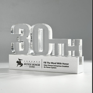 Crystal <b>Trophy</b> For 5th 10th 15th Anniversary Laser <b>Engraved</b> Acrylic With Metal Base Business Awards Commemorative Gifts - Product Image 5