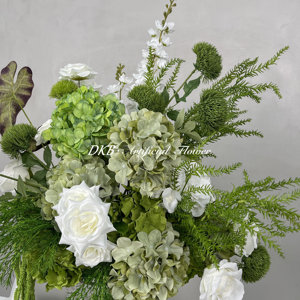 DKB lancia il nuovo prodotto: sfere di fiori artificiali verdi e bianchi, sfere di fiori in seta per decorazioni di matrimoni interne ed esterne - Product Image 4