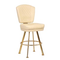 Tabouret de bar en cuir beige, chaise de casino