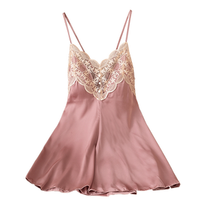 Pyjamas d'été sexy en soie pour femmes <span class=keywords><strong>de</strong></span> haute qualité Robe en dentelle à col en V Satin Vêtements <span class=keywords><strong>de</strong></span> <span class=keywords><strong>nuit</strong></span> <span class=keywords><strong>grande</strong></span> <span class=keywords><strong>taille</strong></span> pour femmes Chemise <span class=keywords><strong>de</strong></span> <span class=keywords><strong>nuit</strong></span> - Product Image 1