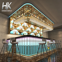 Comptoir de bar moderne lumineux à LED personnalisable et durable Hongkai pour discothèque, salon, restaurant, mobilier commercial