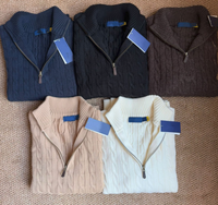 Pull personnalisé haut de gamme en laine épaisse (90 % laine, 10 % cachemire) pour homme et femme, pull de printemps à fermeture éclair 1/4, tricot de luxe