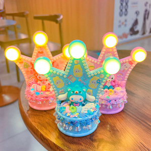Diy Crown Night <b>Light</b> Led Tap Control Battery Operated Plastic Multicolored Girl Toy Gift - Product Image 3
