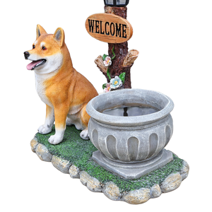 <span class=keywords><strong>Estatua</strong></span> de Perro <span class=keywords><strong>Shiba</strong></span> <span class=keywords><strong>Inu</strong></span> Sentado de Resina con Luz Solar, Letrero de Bienvenida, Maceta, Decoración para Jardín, Patio, Entrada - Product Image 6