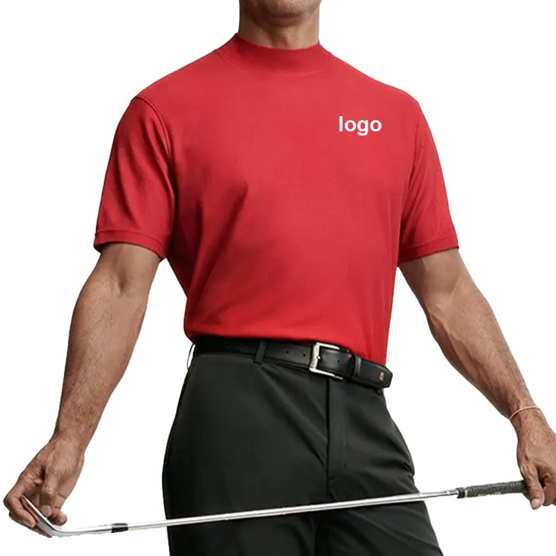 Custom men golf tshirt high quality breathable quick-dry mock neck t shirt golf tees