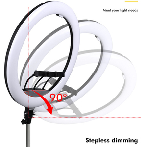 Grand anneau lumineux <span class=keywords><strong>56</strong></span> <span class=keywords><strong>cm</strong></span> anneau lumineux 1.6m support 3 support de téléphone télécommande 22 pouces anneau lumineux rotatif à 360 degrés avec support pour tiktok - Product Image 2