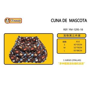 Set Letto per Animali Domestici in Tre Pezzi Imbottito in Cotone Modello YM1295 - Product Image 1