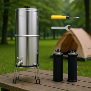 Filtre à eau de comptoir Vevor en acier inoxydable, 2,25 gallons, alimentation par gravité, avec 2 filtres pour usage extérieur - Product Image 2