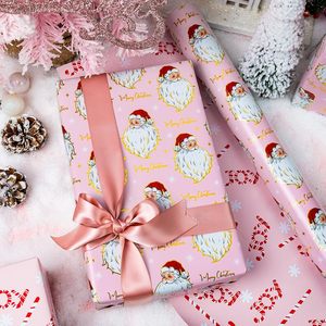 กระดาษห่อของขวัญลายซานตาคลอสสีชมพูทองแบบสองด้าน ลายวินเทจสำหรับสาวๆ ลายไม้เท้าหวาน ขนาด 46.8 ตารางฟุต สำหรับห่อของขวัญและงานฝีมือ - Product Image 2