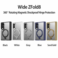 Étui magnétique pliable antichoc 360° avec protection de charnière pour Samsung Galaxy Z Fold 7 8 Wide °   Support de téléphone rotatif fin avec anneau