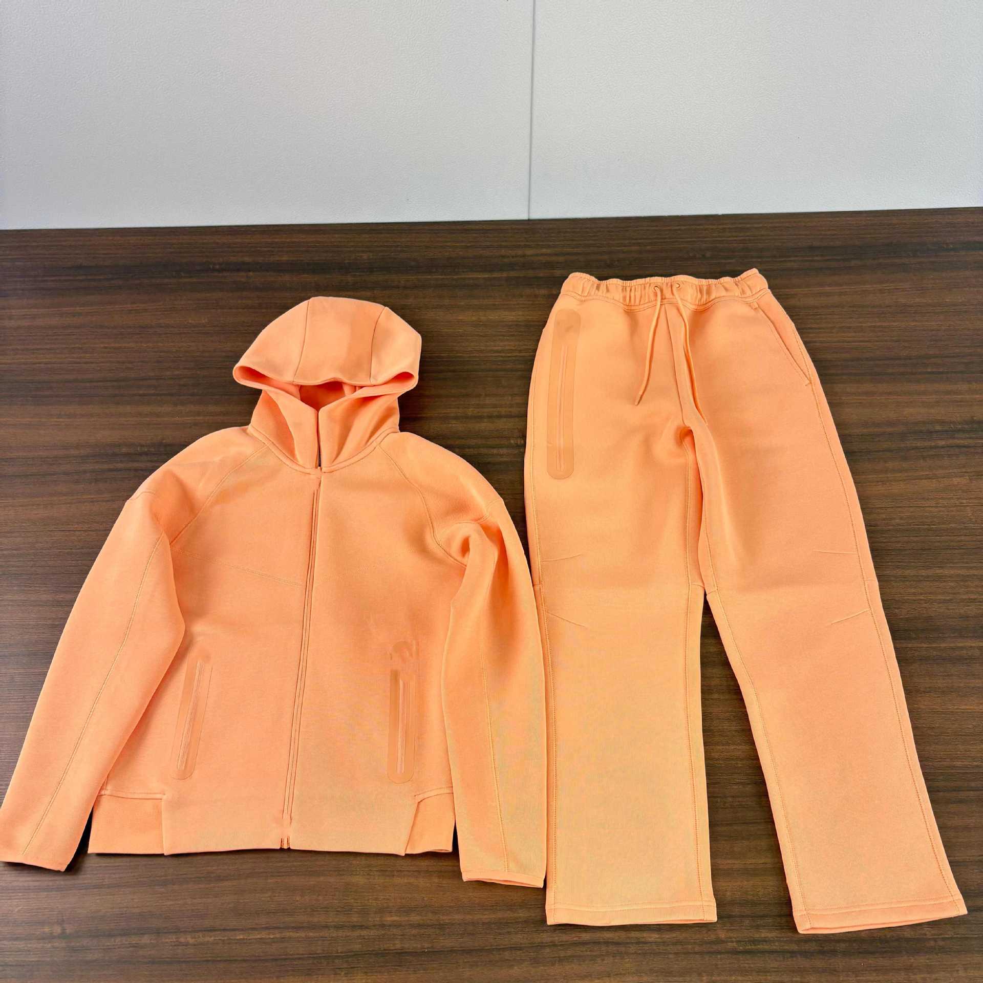 Ensemble de survêtement orange pour homme avec capuche, unisexe