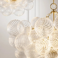Lámpara de araña moderna de lujo con 6 luces, bola de cristal, iluminación decorativa, accesorio colgante para sala de estar, Base de bombilla E12